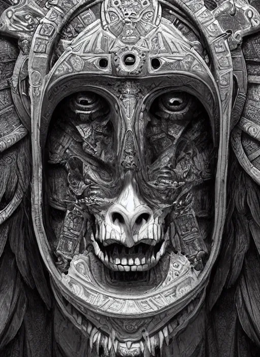 Image similar to digital _ painting _ of _ cizkin god of death mayan _ by _ filipe _ pagliuso _ and _ justin _ gerard _ symmetric _ fantasy _ highly _ detailed _ realistic _ intricate _ port glowing eyes