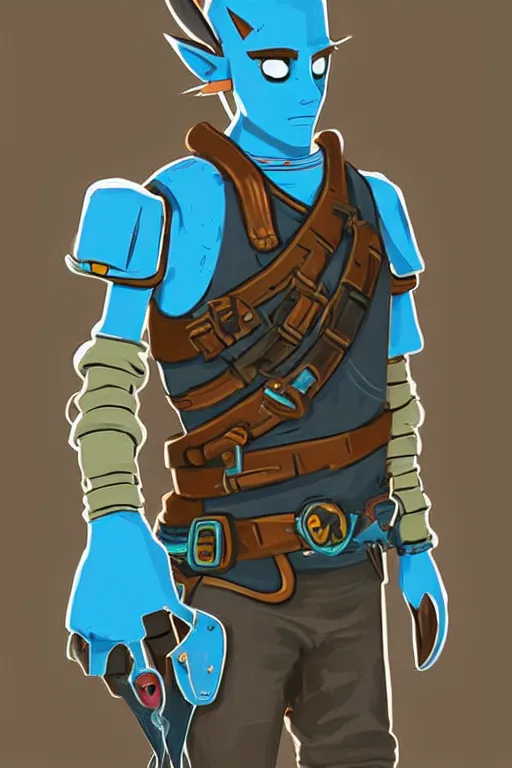 Image similar to an in game portrait of bender rodriguez from the legend of zelda breath of the wild, breath of the wild art style.