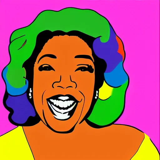 Prompt: rainbow smiling happy oprah. pop art.