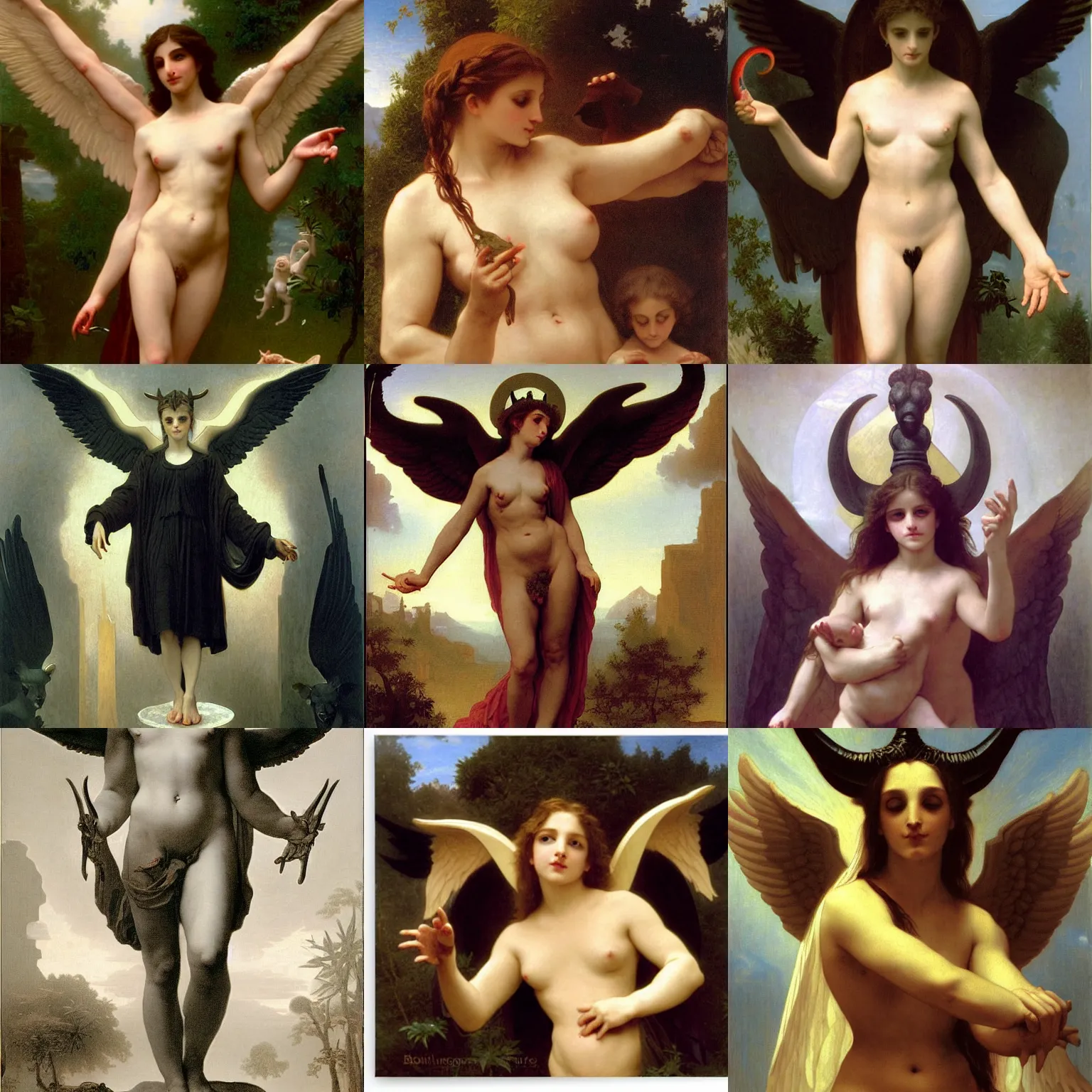 Prompt: baphomet casting a spell by bouguereau