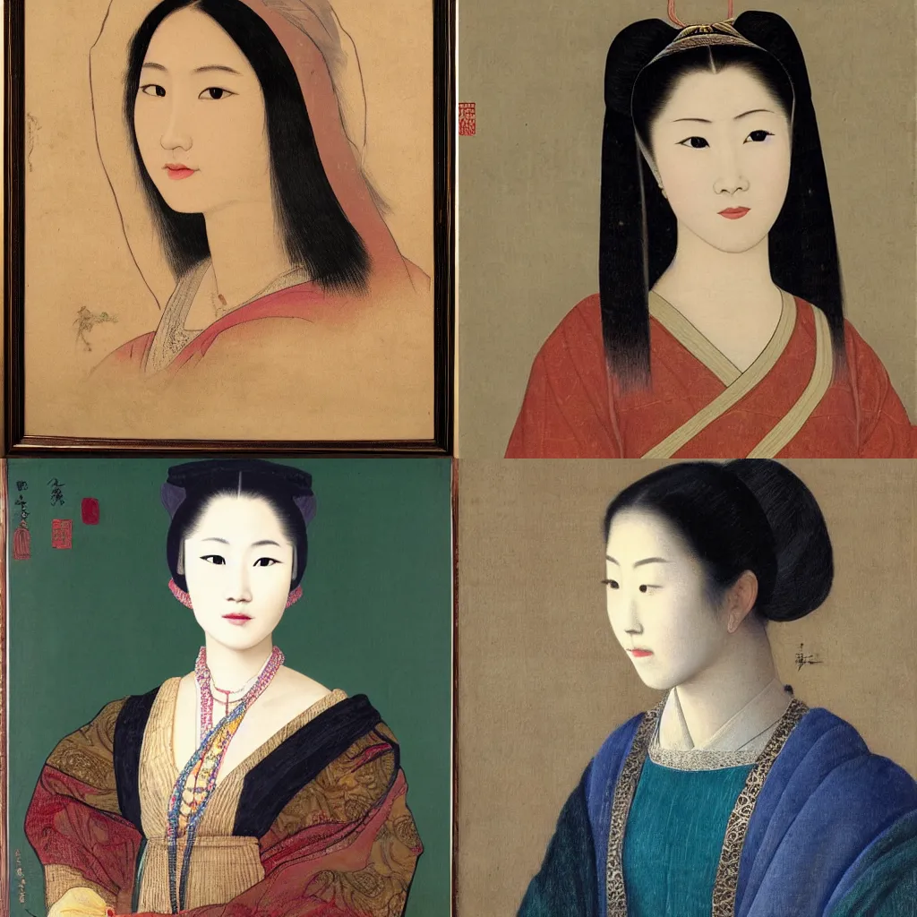 Prompt: beautiful portrait of a young Asian woman, details, elegant