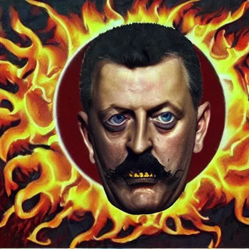 Image similar to igor ivanovich strelkov became an angry degraded satanic hellfire demonic abomination and calling for total mobilization, photo - realistic, color image, 2 k, highly detailed, bodyhorror, occult art