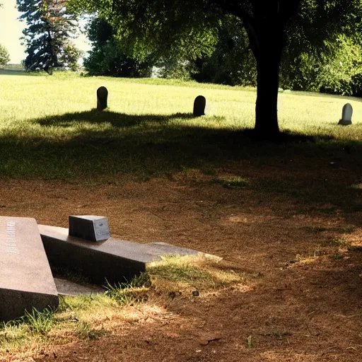 Image similar to a soul looking at his grave