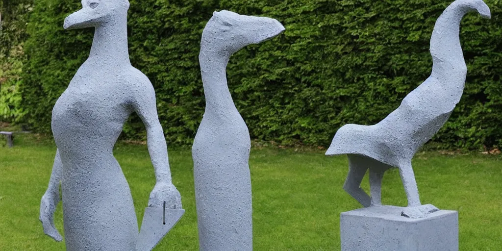 Image similar to art magazine photo, garden sculptures, concrete mosaic sculpture of a griffin, art by wouterina de raad!!!, art by james tellen