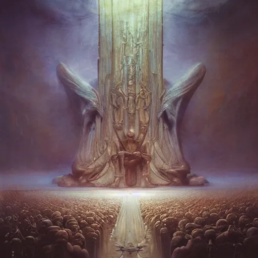 Image similar to the throne of illusion | highly detailed matte painting, hyperrealistic, very intrincate | cinematic lighting, award - winning | by rachel ruysch, giger, beksinski and bocklin | by austin osman spare and william blake, trending on artstation, cgsociety, official art, octane.