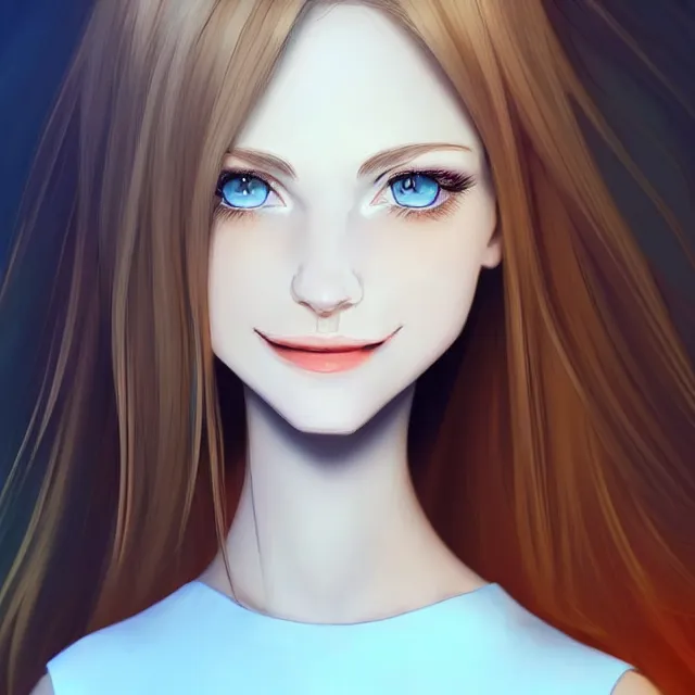 Image similar to professional digital art of a white incredibly !!!!attractive!!!! smiling woman with light brown hair blue eyes, front view, facing camera, wearing tight red dress, very attractive, beautiful face, impressive, smiling, Canon 40mm view, HD, 4k, well composed, best on artstation, cgsociety, wlop, epic, stunning, gorgeous, intricate detail, much wow, masterpiece by Gil Elvgren and Artgrem and Dorian Cleavanger,