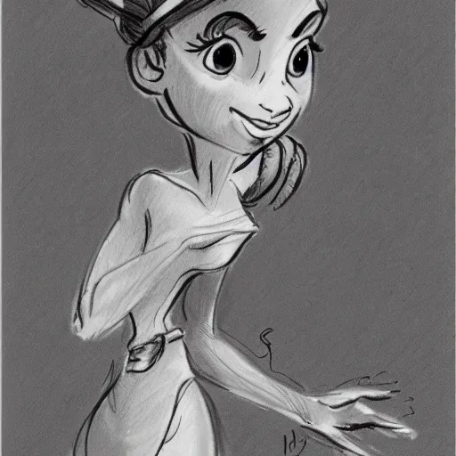 Image similar to milt kahl sketch of a cuban girl who looks like a squirrel as princess padme in star wars episode 3