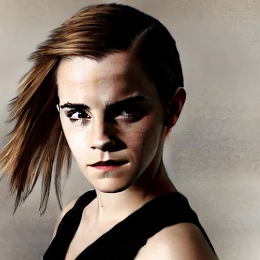 Prompt: confused emma watson looking angrily at a potato
