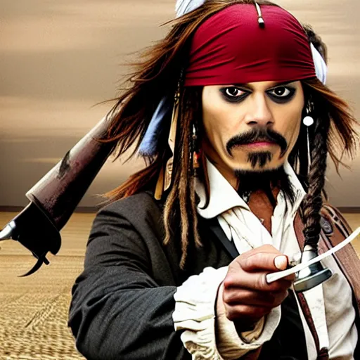 Prompt: mr bean as jack sparrow