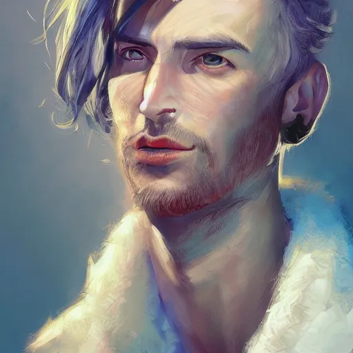 Image similar to portrait of a man , digital art by Mandy Jurgens and Irina French and Heraldo Ortega and Janice Sung and Julia Razumova and Charlie Bowater and Aaron Griffin and Jana Schirmer and Guweiz and Tara Phillips and Yasar Vurdem and Alexis Franklin and Loish and Daniela Uhlig and David Belliveau , hyperdetailed, artstation, cgsociety