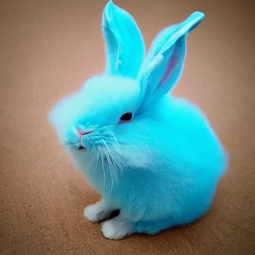 Prompt: photo of cotton candy that looks like a rabbit