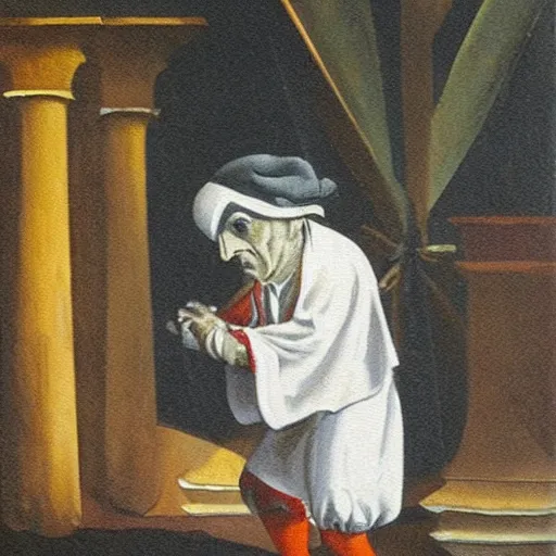 Image similar to pulcinella painting by arturo faldi