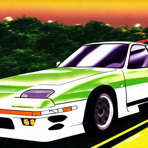 Image similar to ikari shinji drifting in a mazda rx 7, full hd, 4 k initial d wallaper, initial d anime