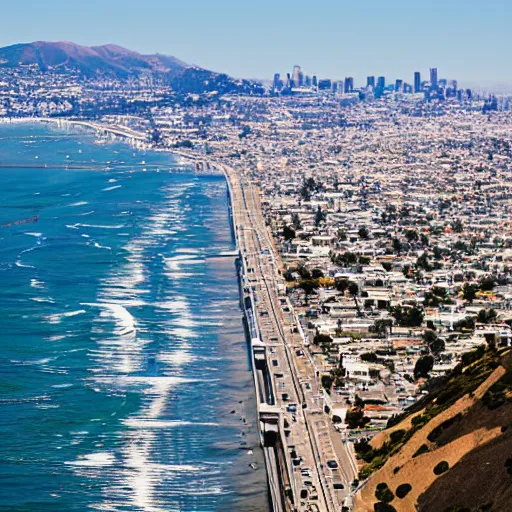 Image similar to view of Los Angeles from the Golden Gate bridge