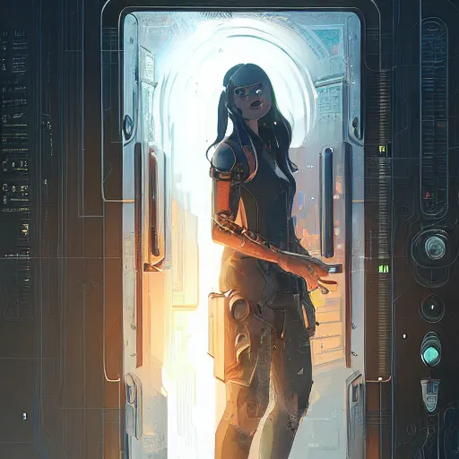 Image similar to an impenetrable vault door, detailed digital illustration by greg rutkowski, cyberpunk, android netrunner