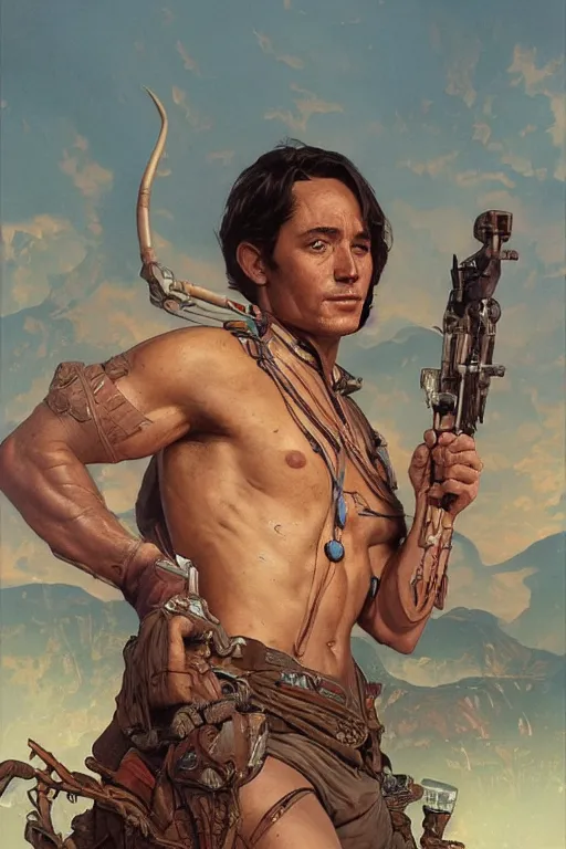 Prompt: John Carter portrait on Martian landscape by Stanley Artgerm Lau, greg rutkowski, thomas kindkade, alphonse mucha, loish, norman Rockwell