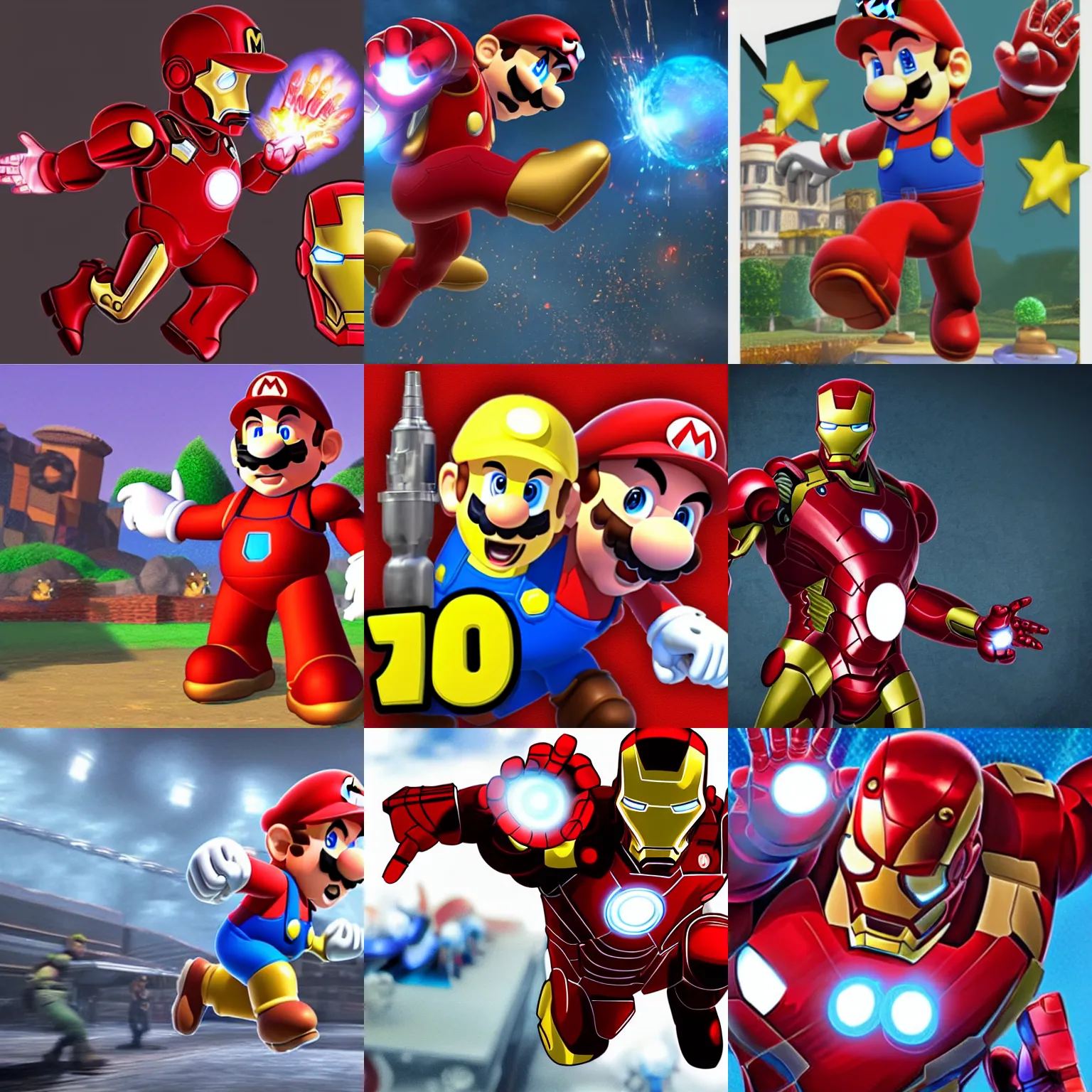 Prompt: game still mario as iron man