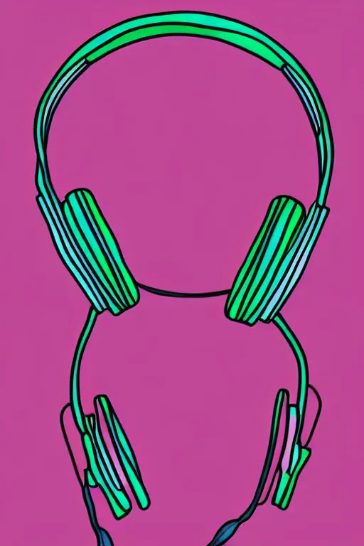 Image similar to minimalist boho style art of colorful headphones, illustration, vector art