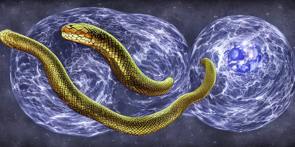 Image similar to A snake wrapped around earth epic digital art