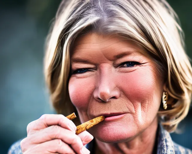 Prompt: martha stewart smoking a blunt, ( sony a 7 r iv, symmetric balance, polarizing filter, photolab, lightroom, 4 k, dolby vision, photography awardm, voque, perfect face )