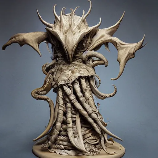 Image similar to angelarium, illithid, cthulhu, clay sculpture by ellen jewett