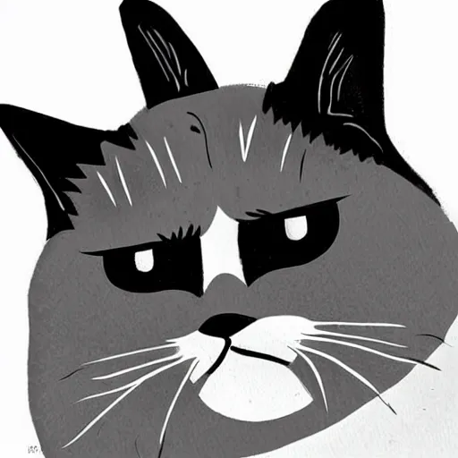 Image similar to cartoon illustration of a grumpy cat