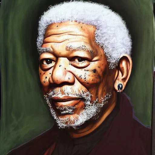 Prompt: a renaissance style portrait painting of Morgan Freeman