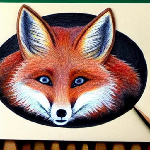 Prompt: colored pencil drawing of a fox looking through a microscope