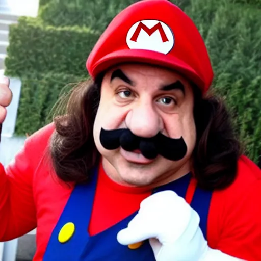 Image similar to ron jeremy as mario from super mario bro.