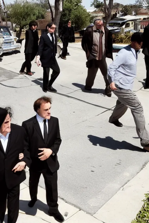 Image similar to quentin tarantino at a jewish funeral, directed by quentin tarantino 8 k