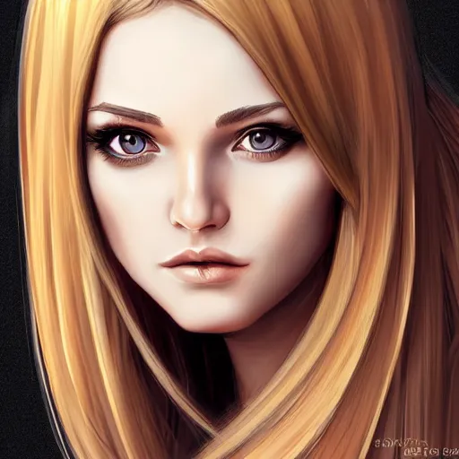 Image similar to portrait, 30 years old women :: fantasy :: amber eyes, long straight darkblond hair :: attractive, symmetric face :: brown medieval cloting, natural materials :: high detail, digital art, RPG, concept art, illustration