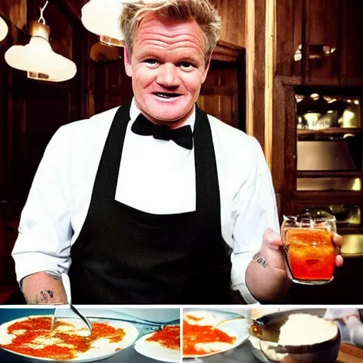 Image similar to gordon ramsey drinks the lamb sauce, it is very tasty and spicy, very good