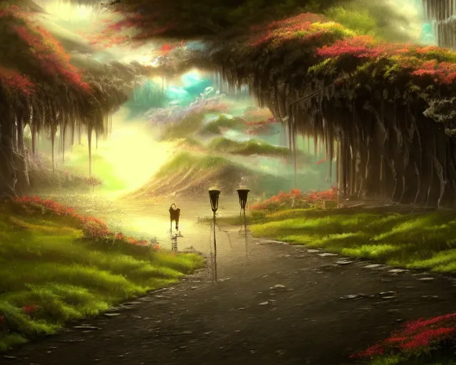 Image similar to a vapor realm. scenery art. pixiv scenery art.