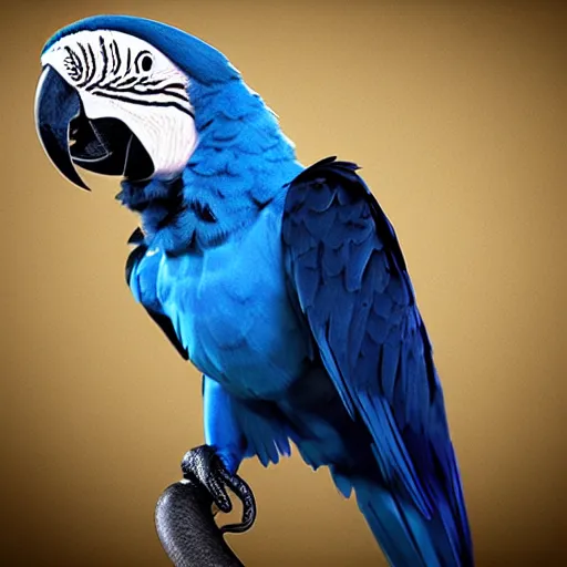 Prompt: blue macaw, smoke mixing fluid, octane render