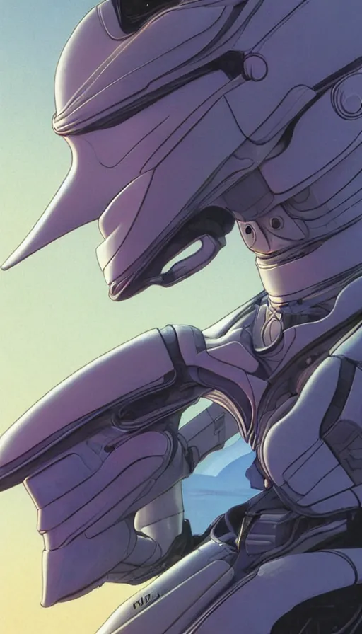 Image similar to a close up of a person wearing a futuristic suit, concept art by mœbius, cg society, retrofuturism, official art, ray tracing, toonami