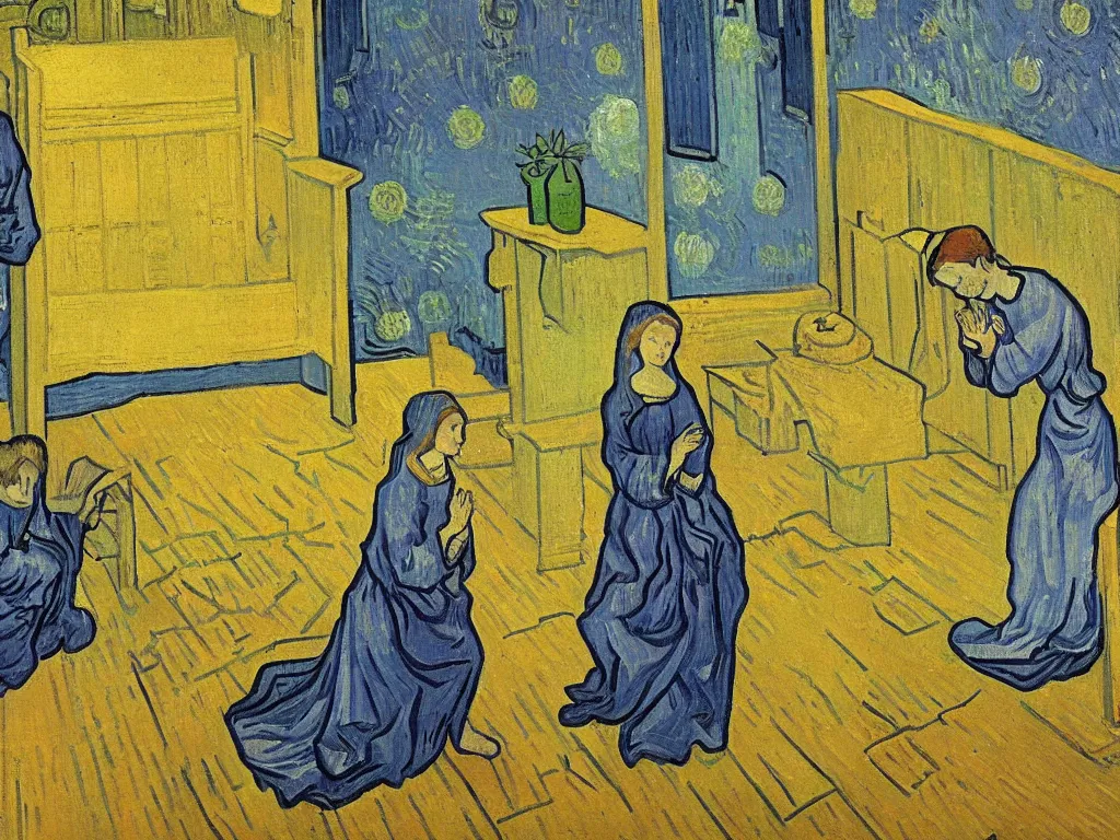 Image similar to the annunciation by van gogh oil painting