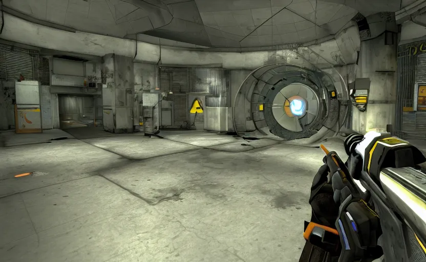 Image similar to half life screenshot taken within the portal 2 section of the game