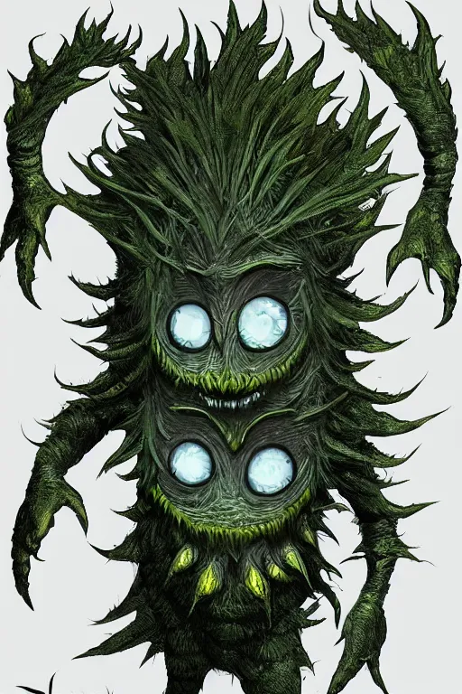 Image similar to a humanoid figure thistle monster with eyes, radiation glow, highly detailed, digital art, sharp focus, trending on art station, plant, anime art style