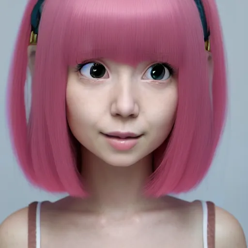 Prompt: A portrait of Nikki from Shining Nikki and Love, a cute 3d cgi toon young woman with long light pink hair, full bangs, hazel eyes, full face, light makeup, pale skin, Chinese heritage, cute outfit, medium shot, mid-shot, hyperdetailed, 8k, trending on artstation, as a Pixar character