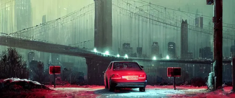 Image similar to Audi A4 B6 Avant (2002), a gritty neo-noir, dramatic bright lighting, cinematic, establishing shot, extremely high detail, photorealistic, cinematic lighting, artstation, by simon stalenhag, Max Payne (PC) (2001) winter new york at night