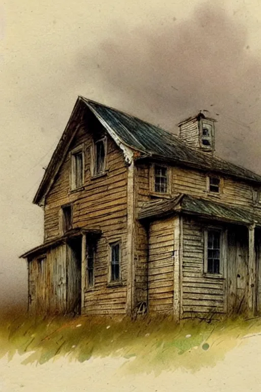 Prompt: ( ( ( ( ( 1 9 5 0 s farm house. muted colors. ) ) ) ) ) by jean - baptiste monge!!!!!!!!!!!!!!!!!!!!!!!!!!!!!!