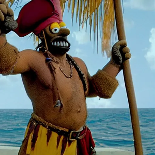 Image similar to A still of Homer Simpson in Pirates of the Caribbean: The Curse of the Black Pearl (2001)