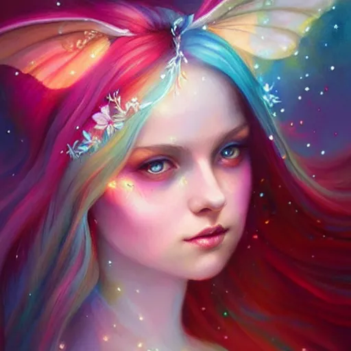 Image similar to colorful and Festive Captivating Fairy portrait, atmospheric lighting, painted, intricate, highly detailed by Charlie Bowater