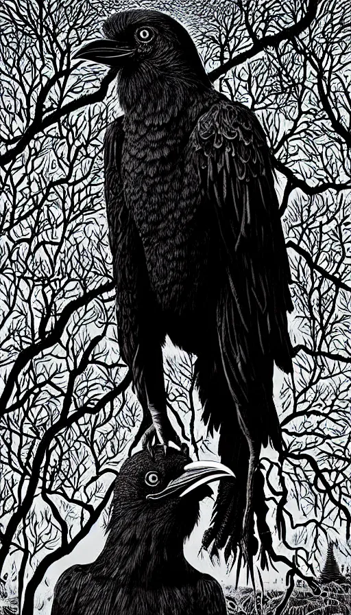 Image similar to epic professional digital art of humanoid crow by dan hillier and julia deville, lisa roet, sam leach, sidney nolan and peter booth