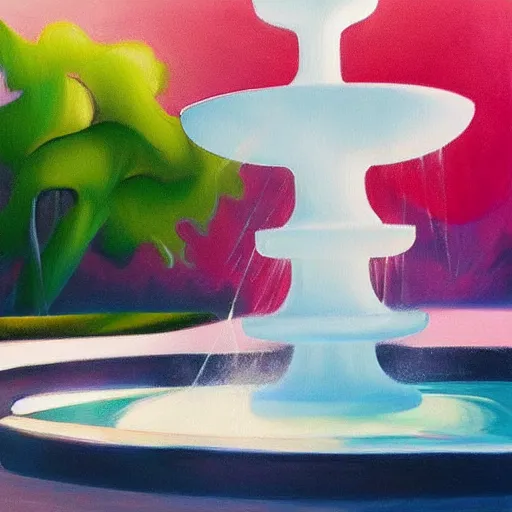 Prompt: fountain, georgia o'keefe painting, romantic, feminine, curvy