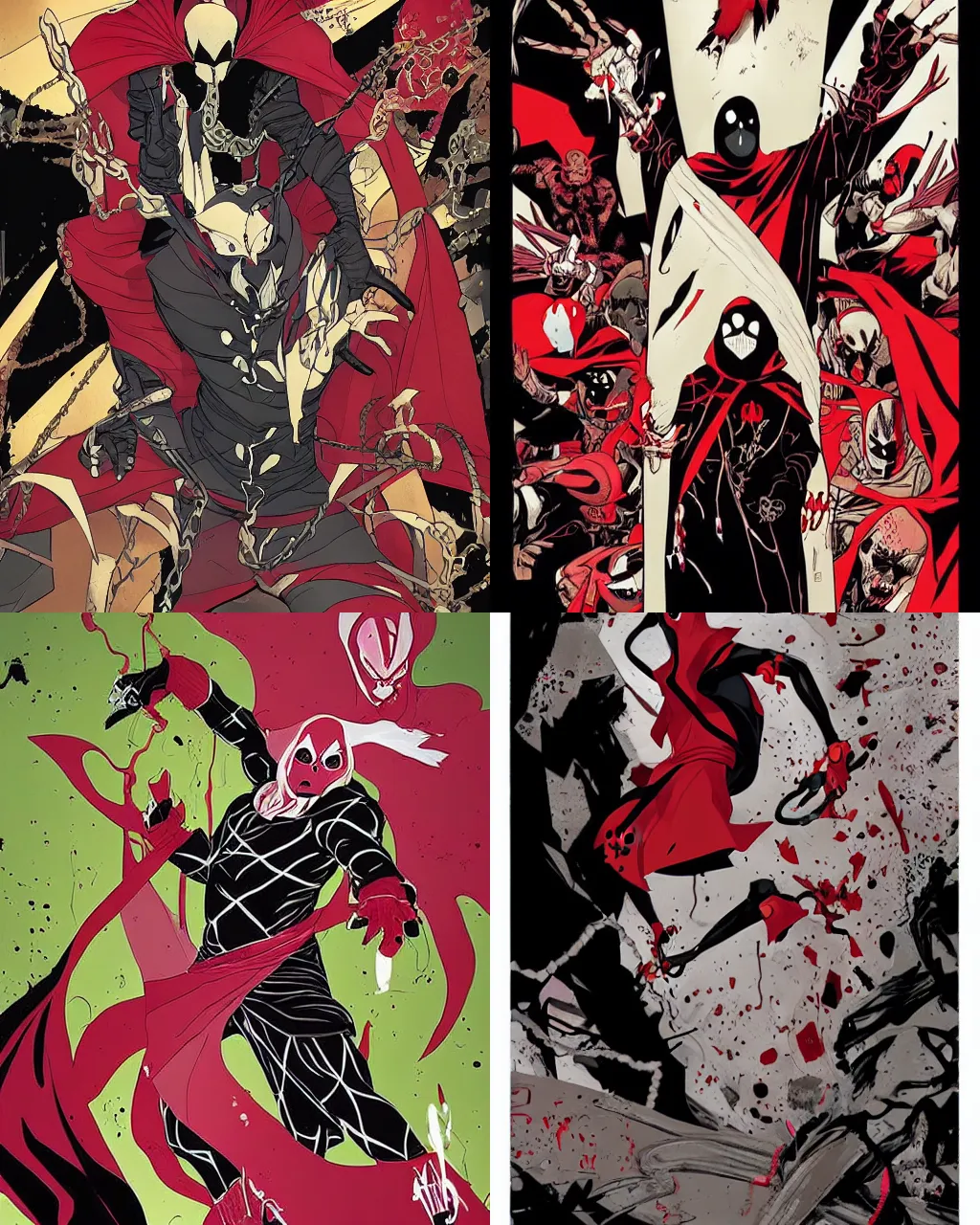 Prompt: the comic character Spawn, by Tomer Hanuka