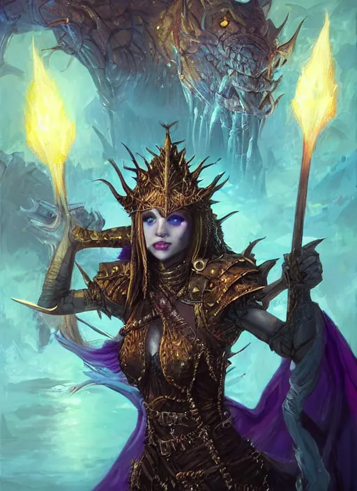 Image similar to wretched queen, corrupted, ultra detailed fantasy, dndbeyond, bright, colourful, realistic, dnd character portrait, full body, pathfinder, pinterest, art by ralph horsley, dnd, rpg, lotr game design fanart by concept art, behance hd, artstation, deviantart, hdr render in unreal engine 5