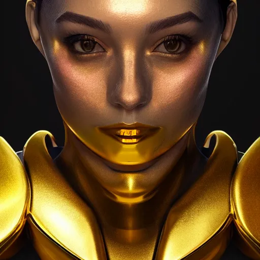 Image similar to portrait of human gold reflect chrome, 8 k uhd, unreal engine, octane render in the artstyle of finnian macmanus, john park and greg rutkowski