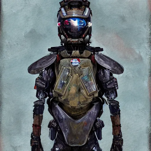 Prompt: a soldier with an armour made out of cicadas, scifi, biopunk, digital painting