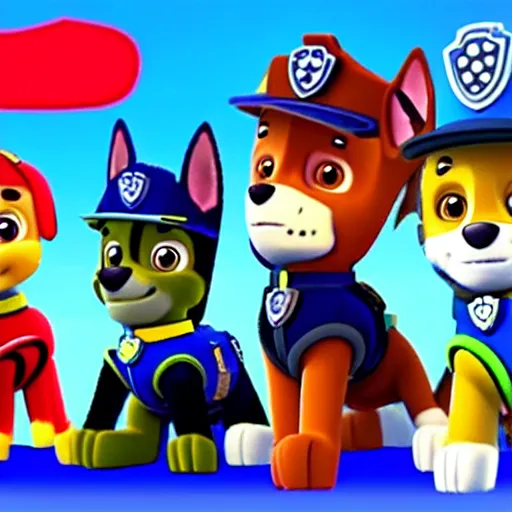 Image similar to paw patrol being evil villains